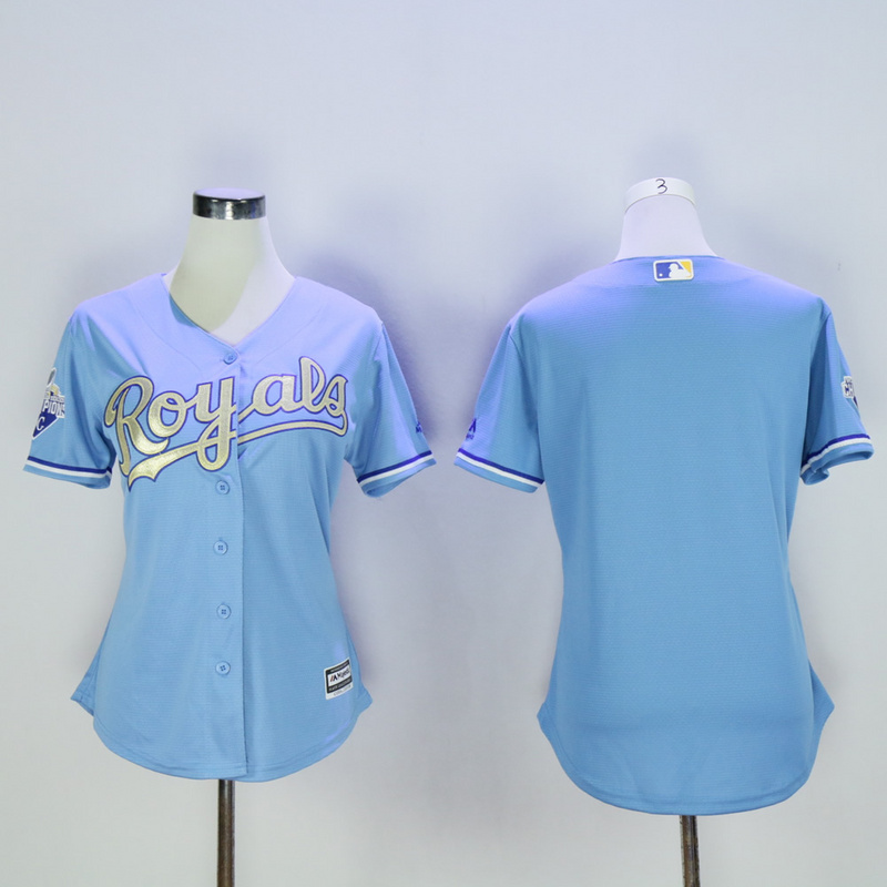 Women Kansas City Royals Blank Light Blue Champion MLB Jerseys->women mlb jersey->Women Jersey